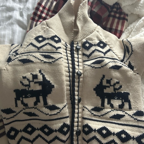 Sweaters - Cream and Black Reindeer Sweater